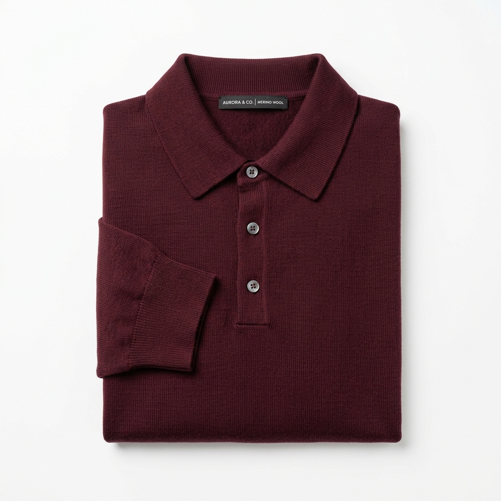 Burgundy Merino Polo